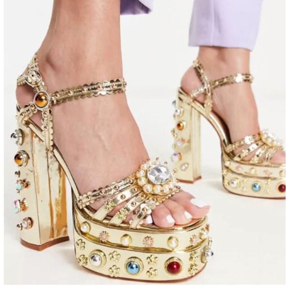 Do not purchase, item on hold AZALEA WANG Lola Ankle Strap Platform Sandal Gleam